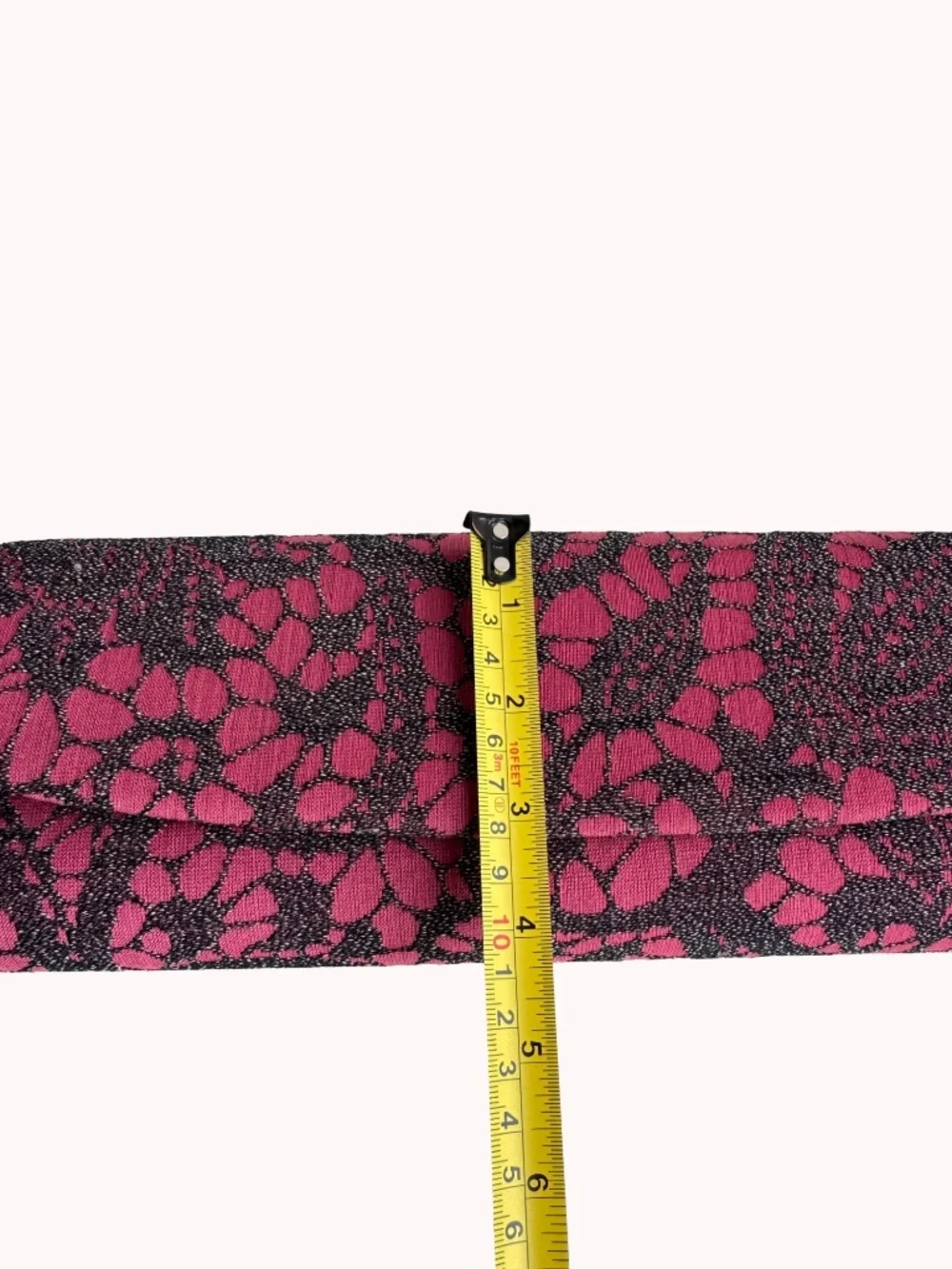 Vintage Pink Black Fabric Clutch Evening Bag Wedding Purse Formal Party Makeup